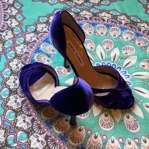 Manolo Blahnik purple velvet/satin heels